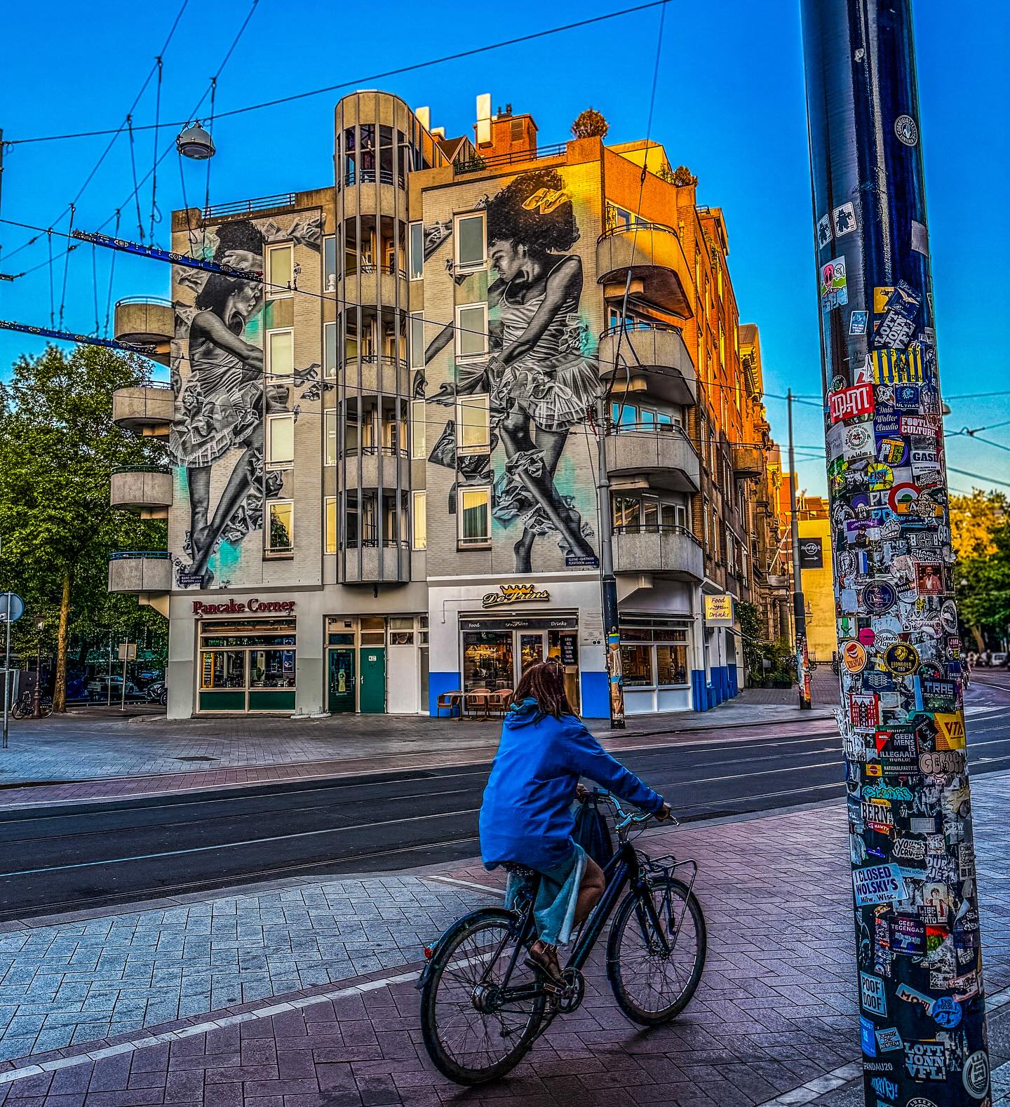 Street Mural, Cyclist — Amsterdam, Netherlands