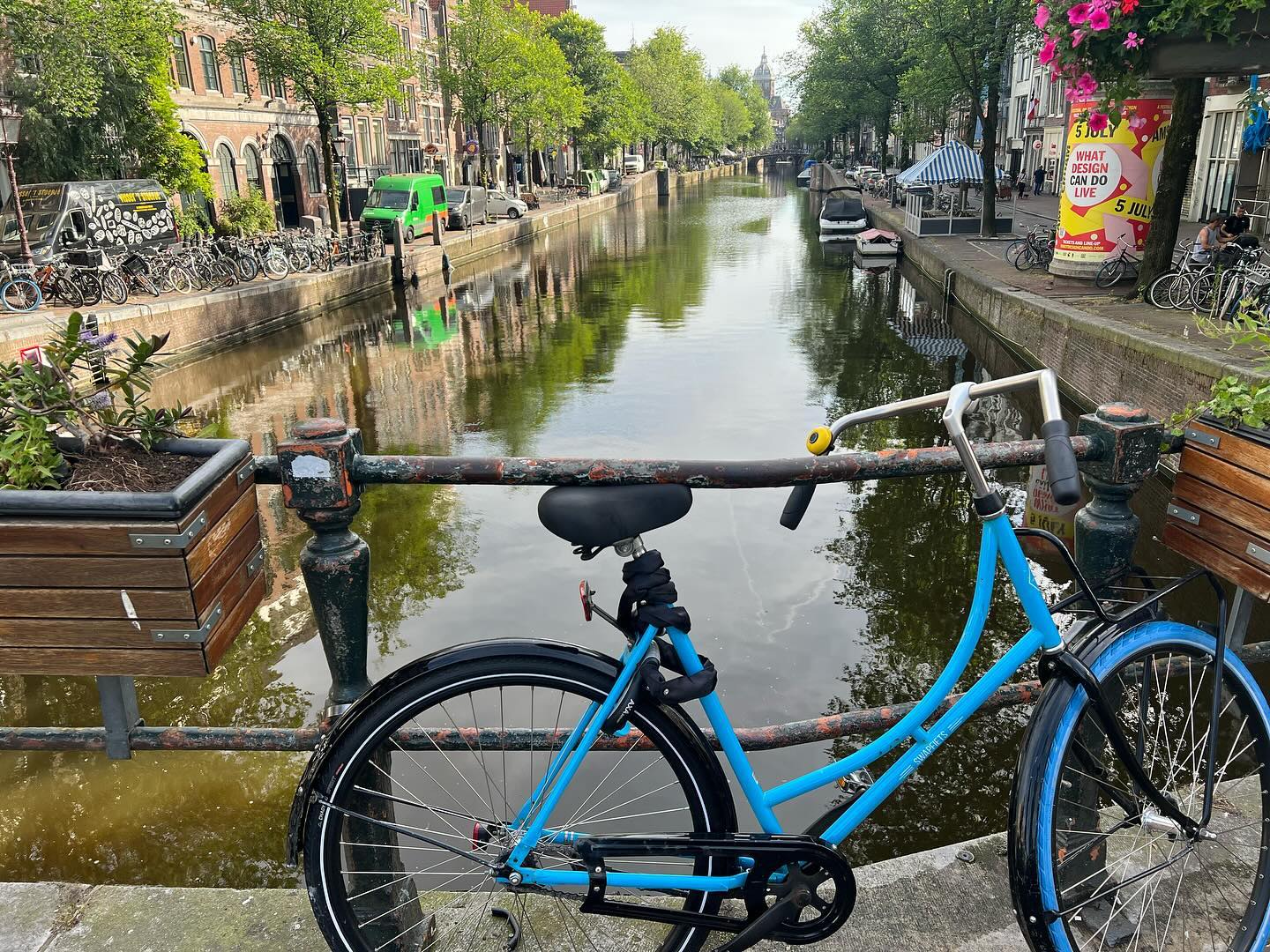 Blue Bicycle, Canal Bridge — Amsterdam, Netherlands